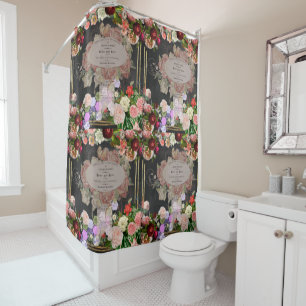 Shabby chic collage, French chic,country rustic,fl Shower Curtain
