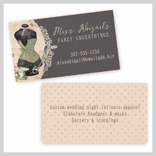 Shabby chic corset scissors sewing business cards