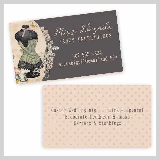 Shabby chic corset scissors sewing business cards (Creator Uploaded)