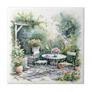 Shabby Chic Cottage Garden Ceramic Tile
