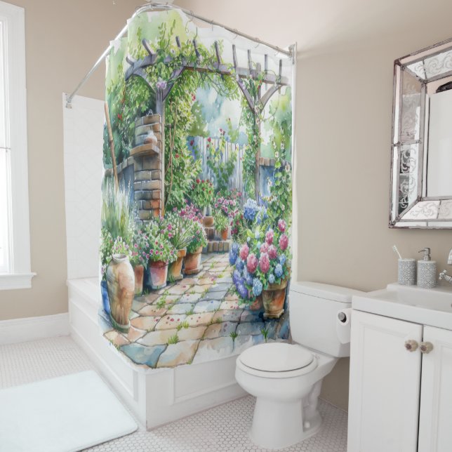 Shabby Chic Cottage Garden Shower Curtain (In Situ)