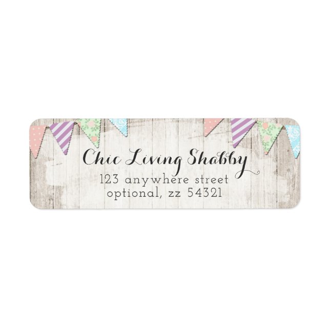 Shabby Chic Country Bunting Rustic Return Address (Front)