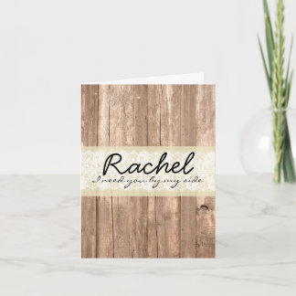 Shabby Chic Country Cream Wood Bridesmaid Card