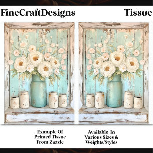 Shabby Chic Cream Peonies, Aqua Jug DV5B Decoupage Tissue Paper