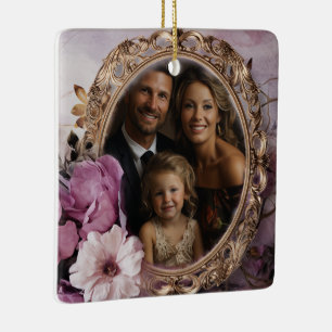 Shabby Chic Custom Family Photo Christmas  Ceramic Ornament