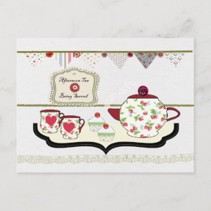 Shabby Chic Cute Tea Party Postcard