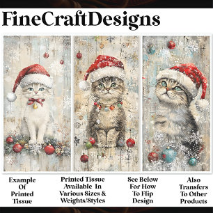 Shabby Chic Cute Xmas Cats Kittens AM5 Decoupage Tissue Paper