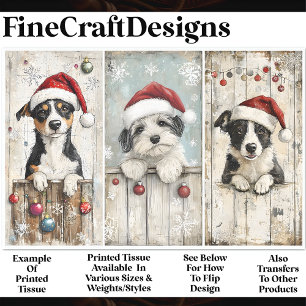 Shabby Chic Cute Xmas Puppy Puppies AM6 Decoupage Tissue Paper