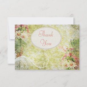 Shabby Chic Daisy & Wildflowers Thank You Card