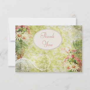 Shabby Chic Daisy & Wildflowers Thank You Wedding Card