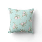 Shabby chic decor floral throw pillow pink mint