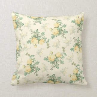Shabby chic decor floral throw pillow yellow rose