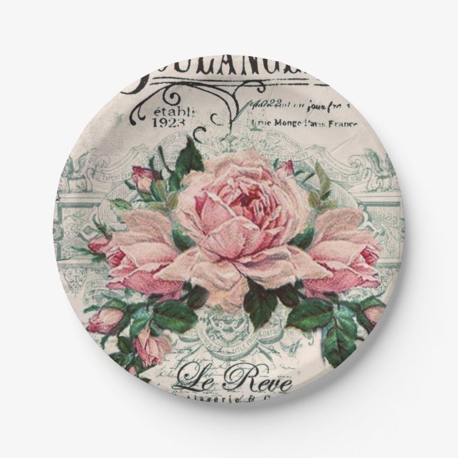 shabby chic, decoupage, victorian, french chic, pa paper plate (Front)