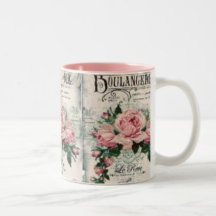 shabby chic, decoupage, victorian, french chic, pa Two-Tone coffee mug