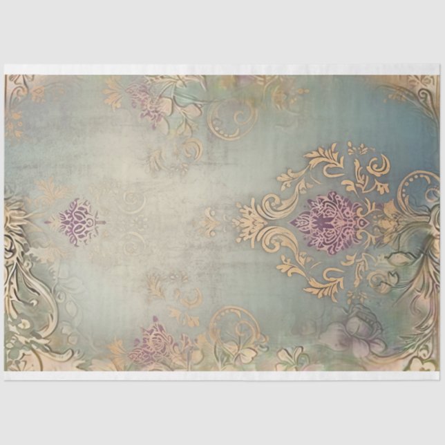 shabby chic, demask patterns, aged effect art tissue paper (Front)