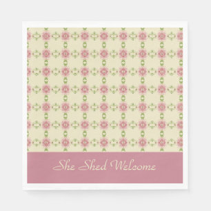 Shabby Chic Dusty Rose Floral Patterned Napkin