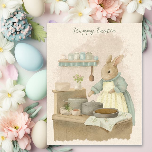 Shabby Chic Easter Rabbit Holiday Card (Creator Uploaded)