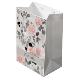 Shabby Chic Elegance Pink Vintage Lace Personalise Medium Gift Bag