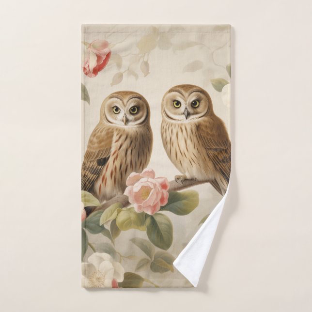 Shabby Chic Elegant Owls Hand Towel (Hand Towel)