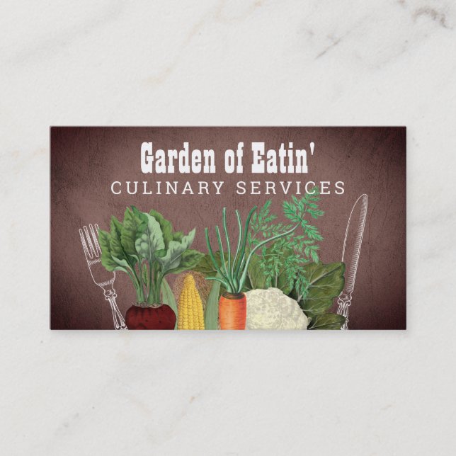 Shabby chic farmers market organic chef biz cards (Front)