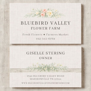 Shabby Chic Farmhouse Linen Floral Business Card
