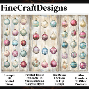 Shabby Chic Festive Bauble Ornaments AN1 Decoupage Tissue Paper