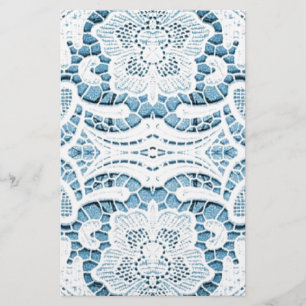 Shabby Chic Floral aqua blue bohemian chic lace Stationery