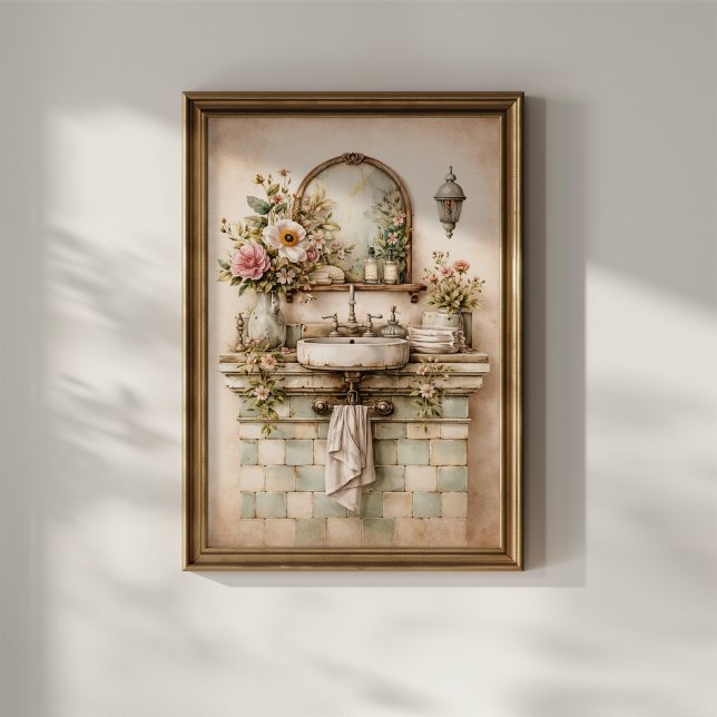 Shabby Chic Floral Bathroom Poster (Creator Uploaded)