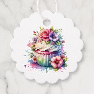 Shabby Chic Floral Birthday Cupcake To and From Favour Tags