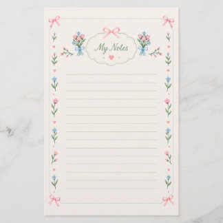 Shabby Chic Floral Bouquet Stationery Lined Paper