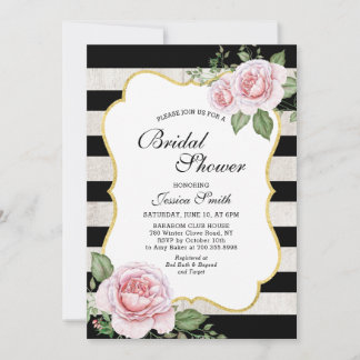 shabby chic floral bridal shower invitation
