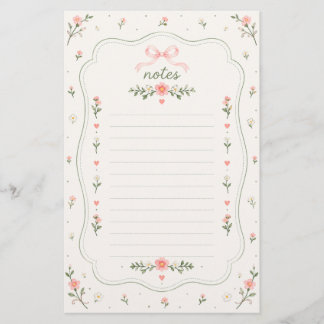 Shabby Chic Floral Coquette Stationery Lined Paper