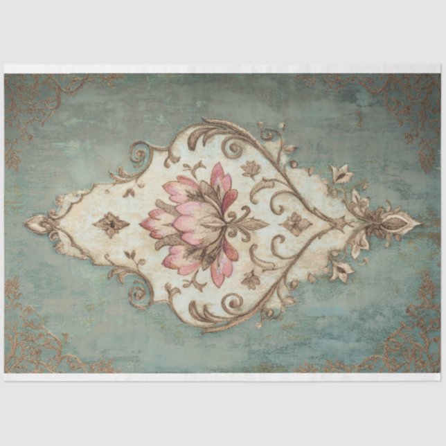Shabby Chic Floral Demask Patterned Background  Tissue Paper (Front)