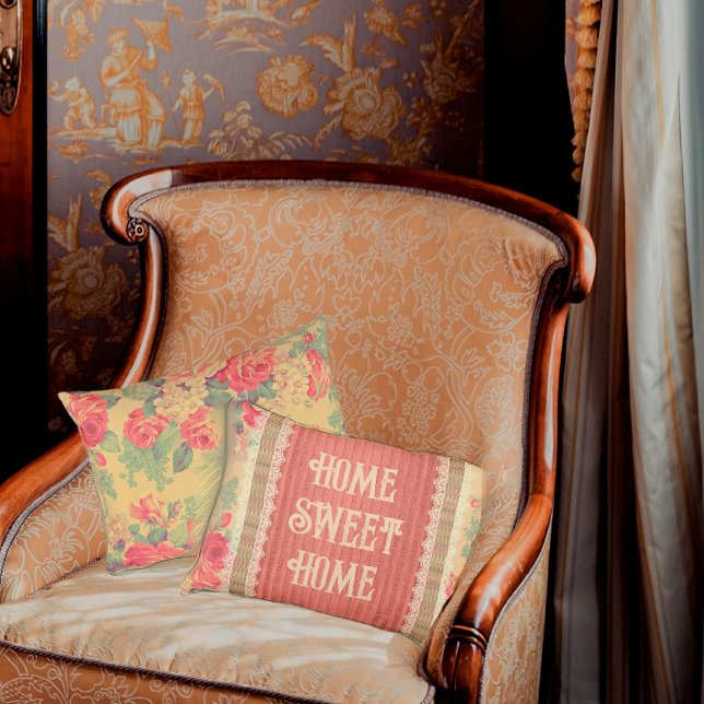 Shabby Chic Floral Home Sweet Home Reversible Decorative Cushion (Creator Uploaded)