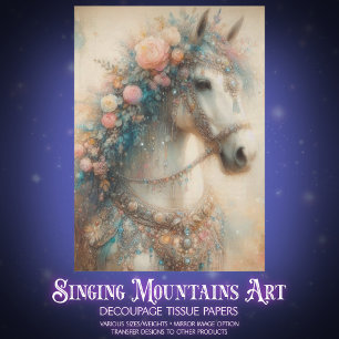 Shabby Chic Floral Horse Craft Decoupage Tissue Paper