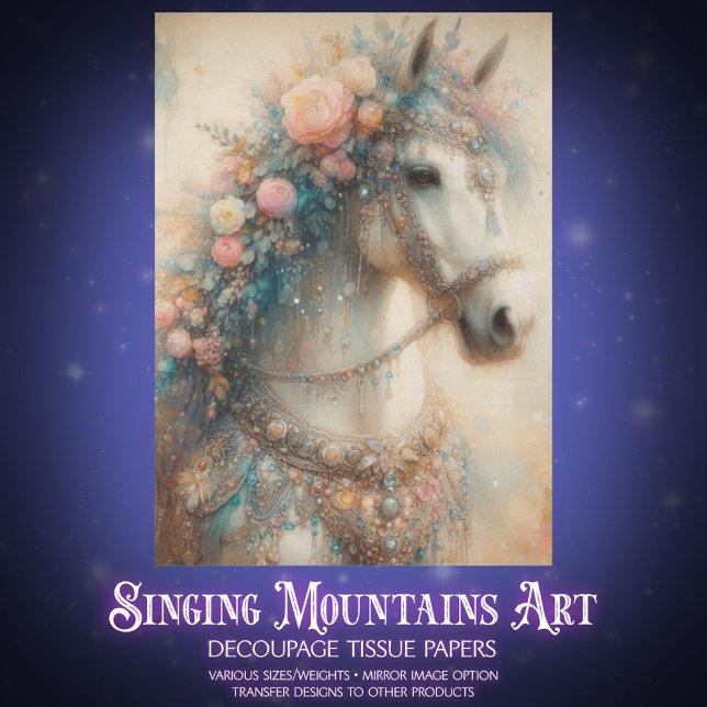 Shabby Chic Floral Horse Craft Decoupage Tissue Paper (Creator Uploaded)