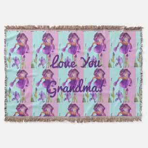 Shabby Chic Floral Love You Grandma Throw Rug Blanket