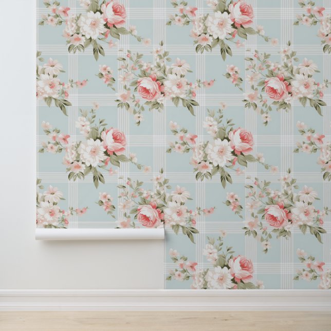 Shabby chic floral pattern wallpaper (Application)