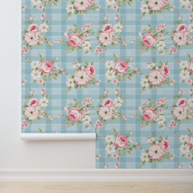 Shabby chic floral pattern wallpaper (Application)
