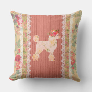 Shabby Chic Floral Poodle With Roses Cushion