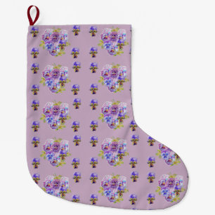 Shabby Chic Floral Purple lilac Christmas Stocking