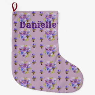 Shabby Chic Floral Purple lilac Christmas Stocking