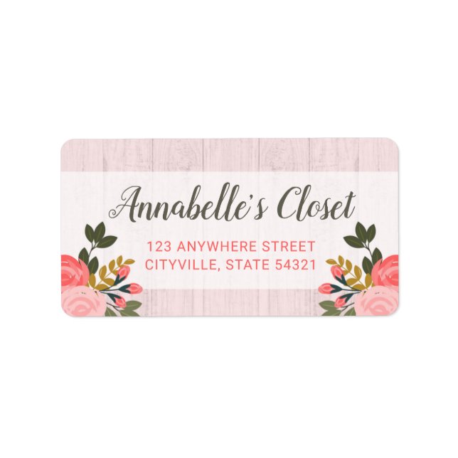 Shabby Chic Floral Rose Blush Pink Boutique Label (Front)