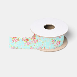 shabby chic floral rose ribbon satin ribbon