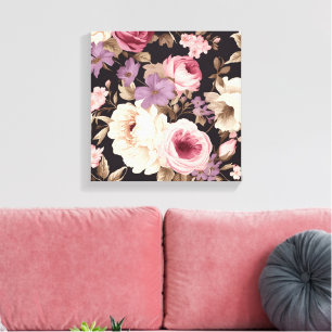 Shabby chic floral roses cottage core canvas print