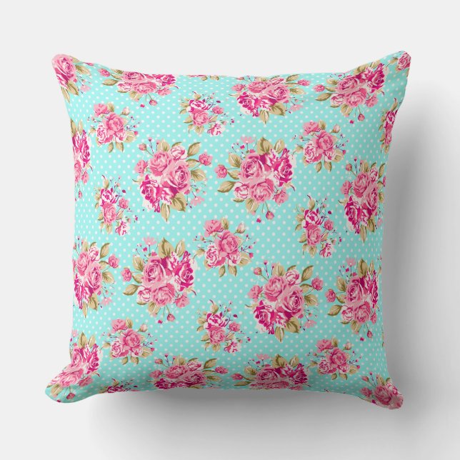 Shabby Chic Floral Roses Cushion (Front)