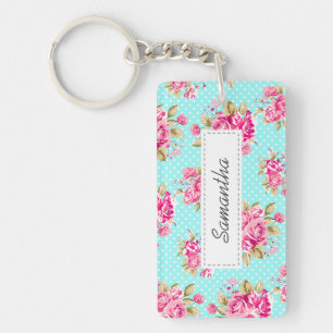 Shabby Chic Floral Roses Key Ring