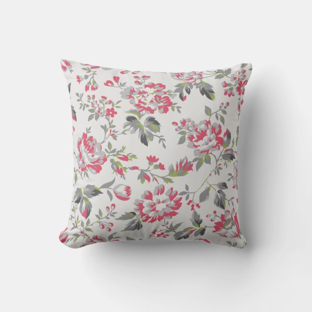 Shabby Chic Floral Roses Pattern Cushion (Front)