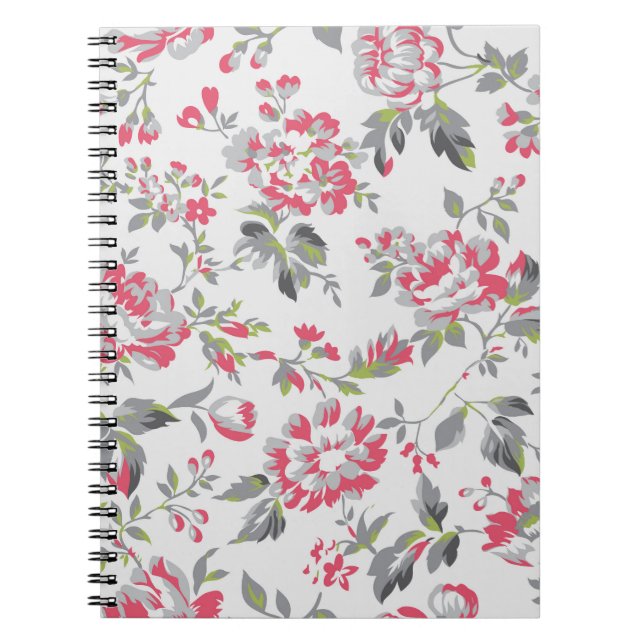 Shabby Chic Floral Roses Pattern Notebook (Front)