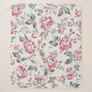 Shabby Chic Floral Roses Pattern Sherpa Blanket